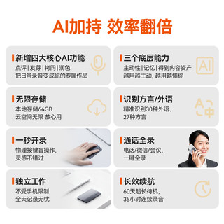 得到 GetSeed AI录音卡 智能转写 标准版 录音笔