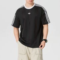 adidas 三叶草男子三条纹复古休闲宽松短袖圆领T恤KD5830