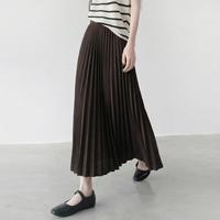 ICE 简约休闲裙2026夏款百褶裙垂感大裙摆裙a字裙中长款半身裙子