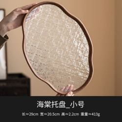 灵沐 海棠花玻璃茶点盘