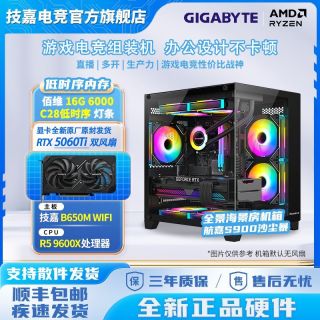 百亿补贴：技嘉 RTX5060/5060TI+R5 9600X游戏电竞办公设计渲染台式电脑吃鸡打瓦黑悟空三角洲永劫DIY组装机