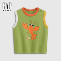 Gap 男幼童纯棉小熊印花圆领背心 绿色 90cm