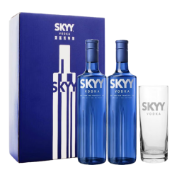 深蓝 伏特蓝天伏特加 原瓶进口洋酒750ML*2双支礼盒装 送礼