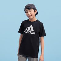 移动端：adidas 休闲纯棉上衣圆领短袖T恤大童儿童夏季adidas阿迪达斯轻运动