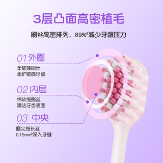 舒客 Q弹果冻刷 软毛成人牙刷 紫+粉 2支