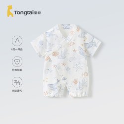 童泰 婴儿短袖连体衣夏季薄款宝宝爬服和服哈衣小月龄多巴胺睡衣