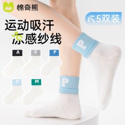 棉奇熊 儿童袜子夏季纯棉薄款男童网眼童袜男孩宝宝夏天超薄短袜春夏棉袜