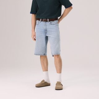 Levi's 男士宽松美式街头470阔腿牛仔滑板短裤
