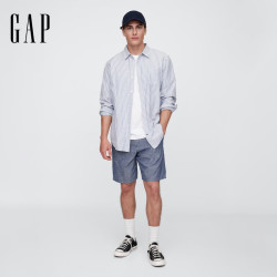 Gap 斜纹棉中腰直筒短裤 蓝色 33码