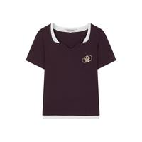 TEENIE WEENIE 小熊女装波浪领假两件短袖T恤