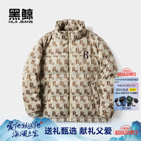 黑鲸 HLAJEANS）海澜之家旗下满身字母立领羽绒服男冬季宽松街头风 卡其花纹02 L