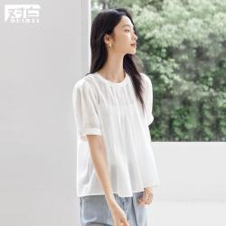 DUIBAI 女式雪纺衬衫娃娃衫 夏装泡泡袖