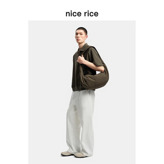 nice rice 棒球领肌理短袖T恤男 棕灰色 270g XL