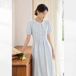 DUIBAI 夏装氧气感女式衬衫连衣裙莱赛尔小黑裙