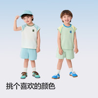 巴拉巴拉 男童短袖套装 吸湿速干 奶白 120cm
