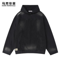 马克华菲 卫衣男夏季潮牌宽松百搭男士休闲打底衫 黑色    M