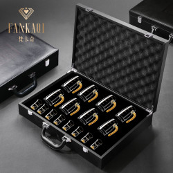 Fankaqi JBBJB6968 水晶玻璃白酒杯套装 8个白酒杯+8个分酒器 皮箱