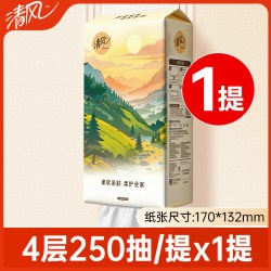 清风 山水棉柔悬挂抽纸 4层250抽1包(170*132mm)