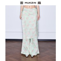 密扇 雾里龙井 女士刺绣亚麻小上衣套装 M262JC21082601