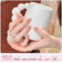 纯手工穿戴甲中长款猫眼美甲2026新款高级感新娘法式显白指甲贴片
