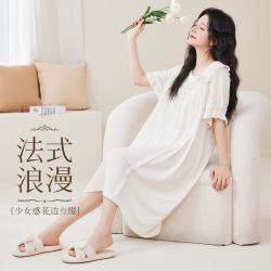 猫人 睡裙女夏季薄款透气可外穿蕾丝甜美家居服女士睡衣女