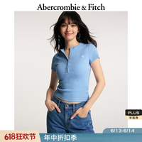 Abercrombie & Fitch 经典小麋鹿图案亨利领短袖T恤26春夏女装139-6161 天蓝色 XS