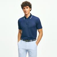Brooks Brothers 男士春夏镶边拉链反光logo运动polo衫