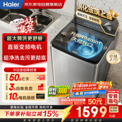 海尔 波轮洗衣机全自动13公斤 家用 价保618 新品上市直驱一级变频 494大桶 七维减震