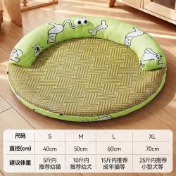柒哦 宠物凉席夏天地垫狗窝猫窝冰垫宠物用品小型床垫四季通用宠物冰垫 绿色小狗 M码建议10斤内