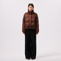千仞岗 冬季女士复古短款立领羽绒服 奶咖色 M