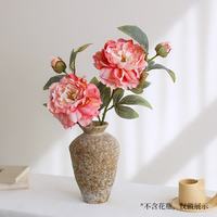 花点馨意 牡丹花仿真花束 中式客厅桌面高档假花装饰绢花摆件 浅粉色1支