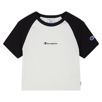 Champion 冠军短袖女T恤 白黑拼接 M