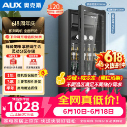 奥克斯 冰吧 120升冷藏家用小冰箱 客厅办公室茶叶饮料水果保鲜柜冰吧  SC-120A208D