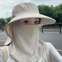 夕纪 全方位防晒遮脸一体护颈户外太阳帽夏季面罩遮阳帽
