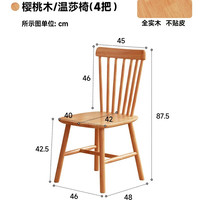 KERZY 实木椅子北欧家用餐椅餐厅网红休闲餐桌椅中古风靠背凳子温莎椅 樱桃