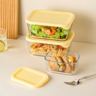 onlycook 玻璃密封保鲜盒食品分装饭盒便当盒可微波炉加热可冰箱冷冻 小号2个