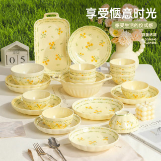 康琴 陶瓷碗盘筷套装 16件套