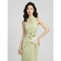 柚伊美 新中式改良旗袍女连衣长裙 8594