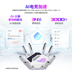 华硕 ROG满血旗舰路由器八爪鱼7 AI WiFi7电竞无线三频双万兆口+四个2.5G口GT-BE96