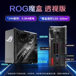 华硕 ROG魔盒透视版WiFi7电竞游戏无线路由器（9个2.5G口 2GB DDR4内存）Aimesh随心组GS7侧透