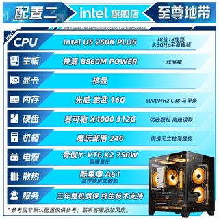 至尊地带 270K/265K/250K/225F核显准系统无卡电竞游戏主机