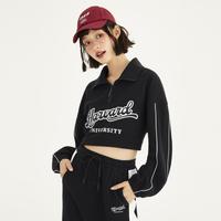 乐町 学院风短上衣秋款POLO领卫衣