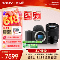 索尼 精准对焦 APS-C画幅微单相机+电池+座充  单头套机 18-135mm 黑色