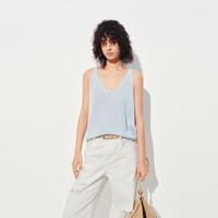 MO&Co. 轻薄针织衫背心亚麻棉纱V领女装