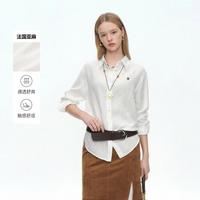 E·LAND 衣恋 E.LAND 衣恋衬衫纯色翻领长袖休闲上衣2026夏季新款