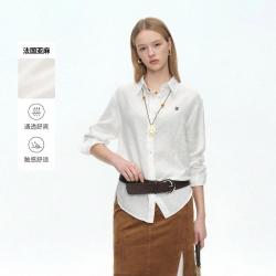 E·LAND 衣恋 E.LAND 衣恋衬衫纯色翻领长袖休闲上衣2026夏季新款