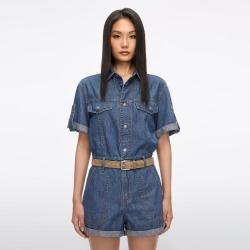 MISS SIXTY 2026夏款牛仔连体短裤女复古翻领短袖直筒裤附腰带