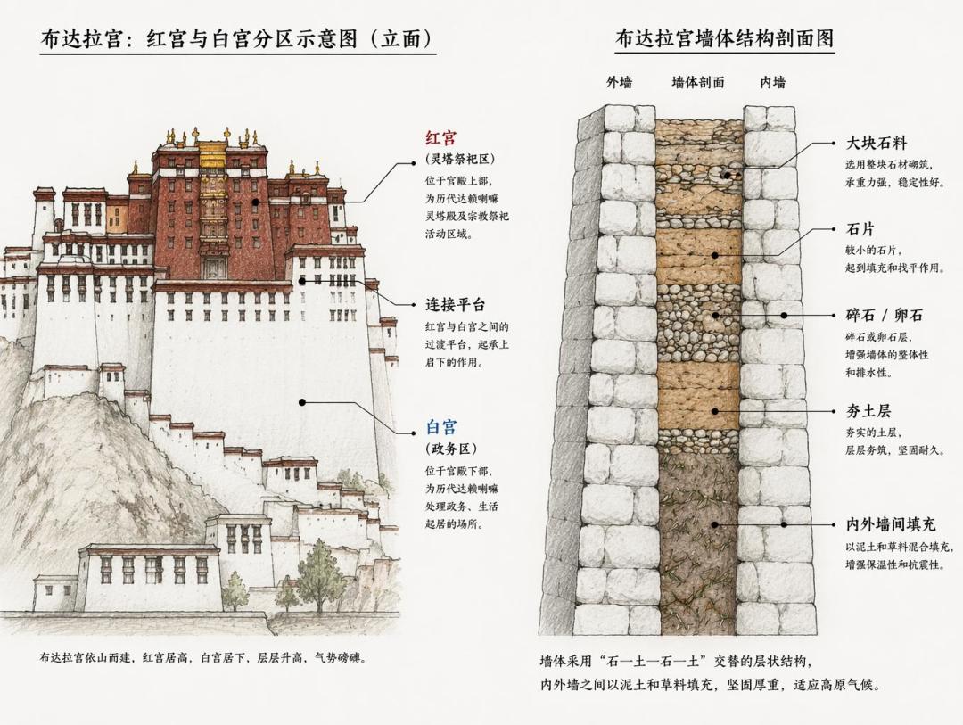 红白宫分区+墙体剖面图