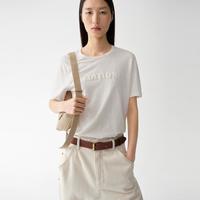 edition T恤女手工拉菲草LOGO绣花棉麻短袖上衣百搭