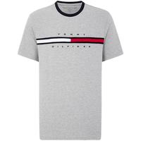 TOMMY HILFIGER/汤米·希尔费格 夏男纯棉正肩平纹针织拼色织带刺绣短袖T恤
